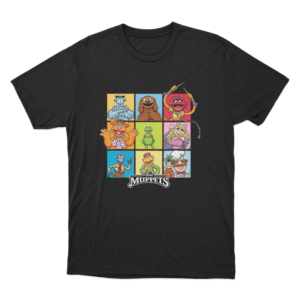 The Muppets Character Grid Unisex T Shirt Black The Muppets Character Grid Unisex T Shirt Black