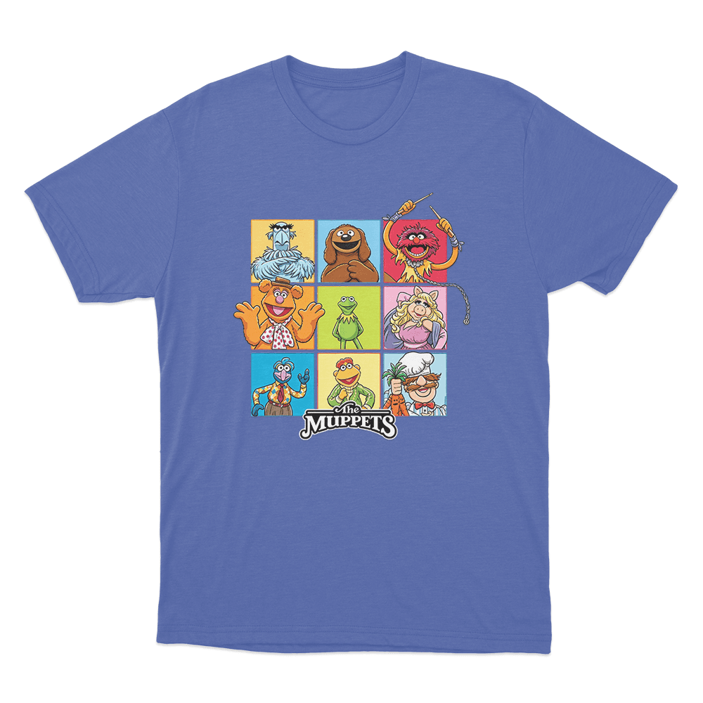 The Muppets Character Grid Unisex T Shirt Blue The Muppets Character Grid Unisex T Shirt Blue