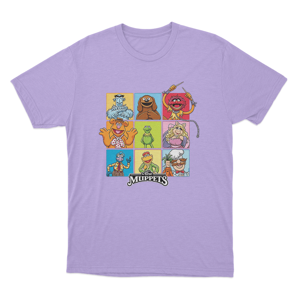 The Muppets Character Grid Unisex T Shirt Purple The Muppets Character Grid Unisex T Shirt Purple