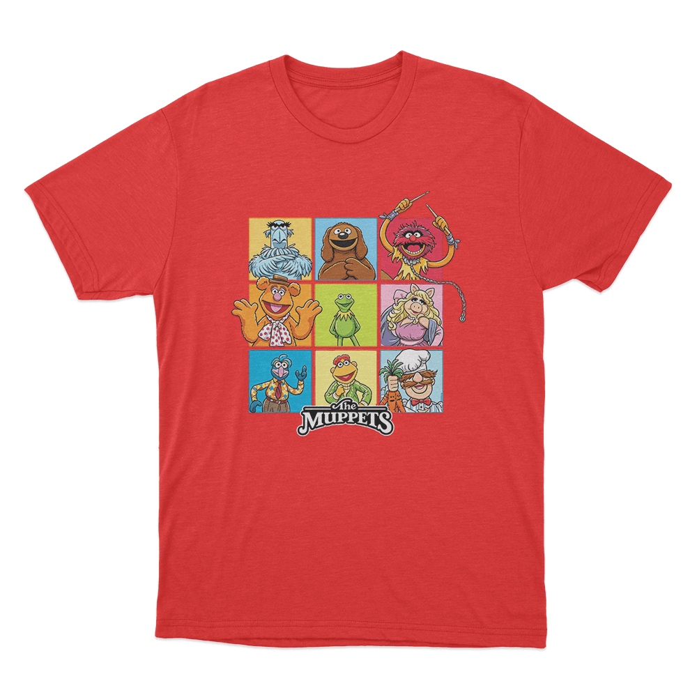 The Muppets Character Grid Unisex T Shirt Red The Muppets Character Grid Unisex T Shirt Red