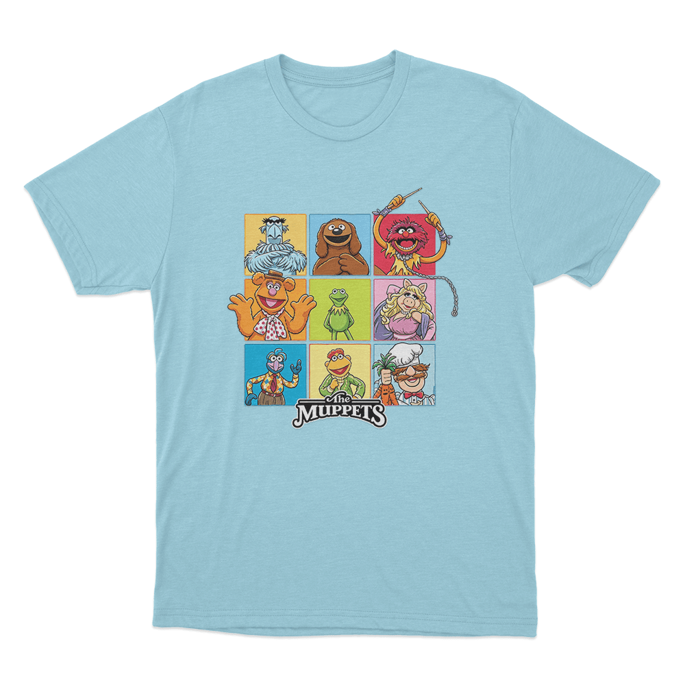 The Muppets Character Grid Unisex T Shirt Sky Blue The Muppets Character Grid Unisex T Shirt Sky Blue