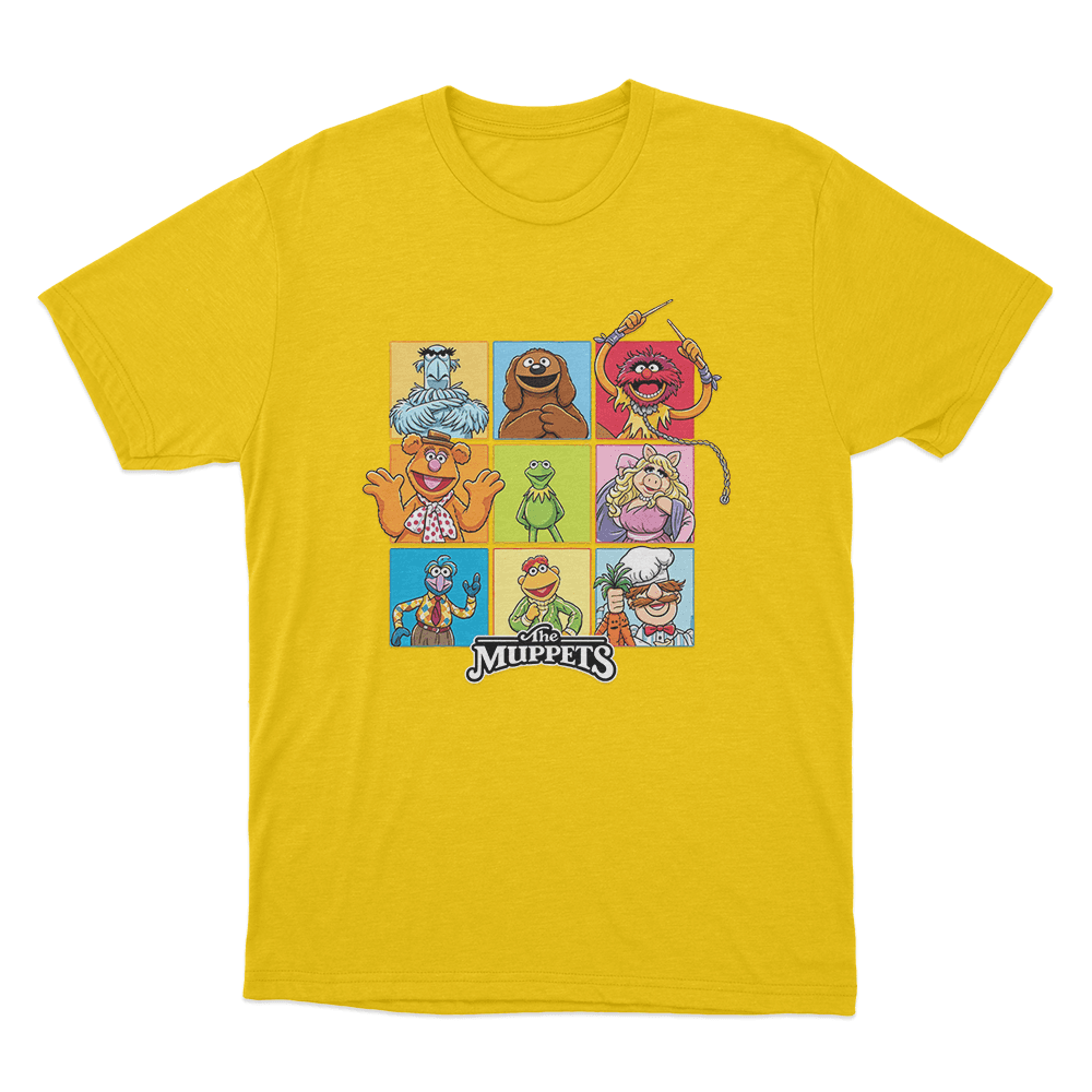 The Muppets Character Grid Unisex T Shirt Yellow The Muppets Character Grid Unisex T Shirt Yellow