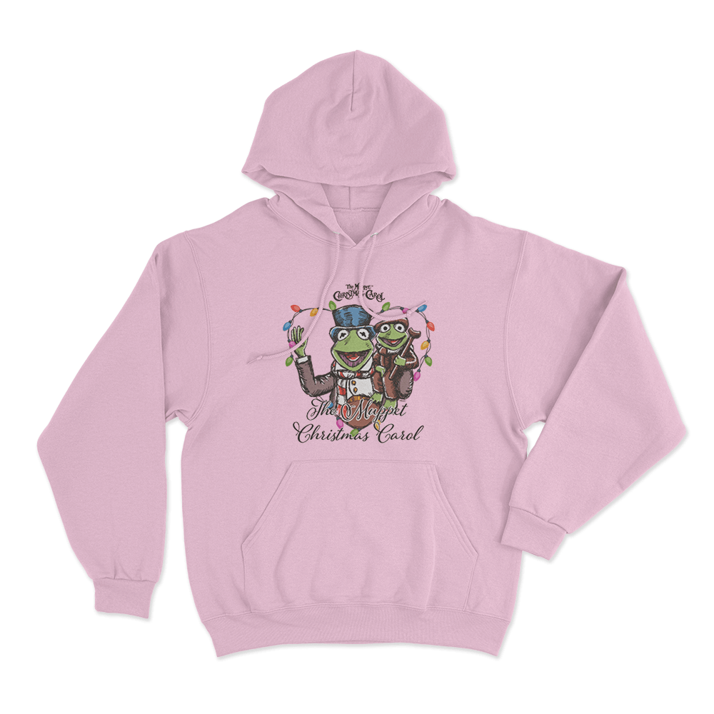 The Muppets Christmas Kermit Heart Light String Unisex Hoodie Pink The Muppets Christmas Kermit Heart Light String Unisex Hoodie Pink